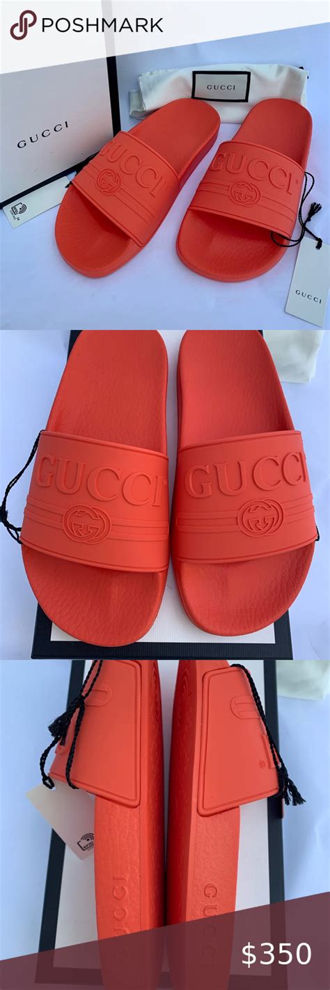 gucci logo rubber slide sandal orange|gucci rubber sandals sale.